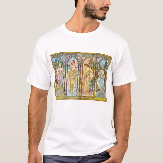 Time of the Day, Alphonse Mucha T-Shirt (Front)