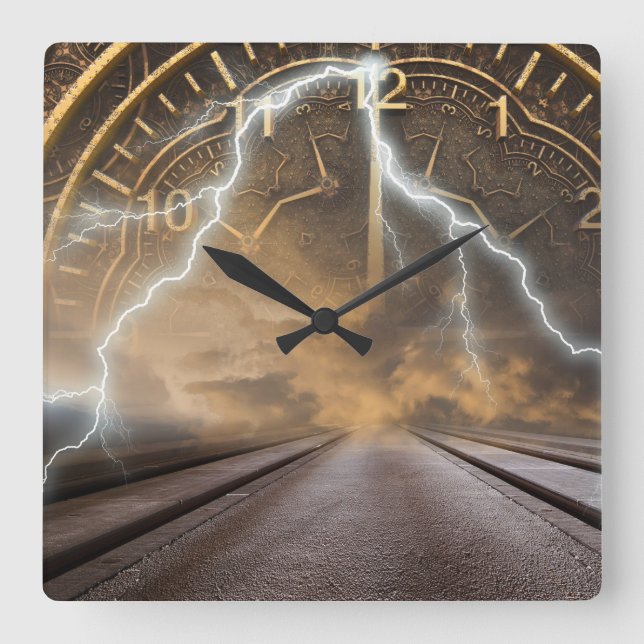 Time Portal Vortex Paranormal Square Wall Clock (Front)