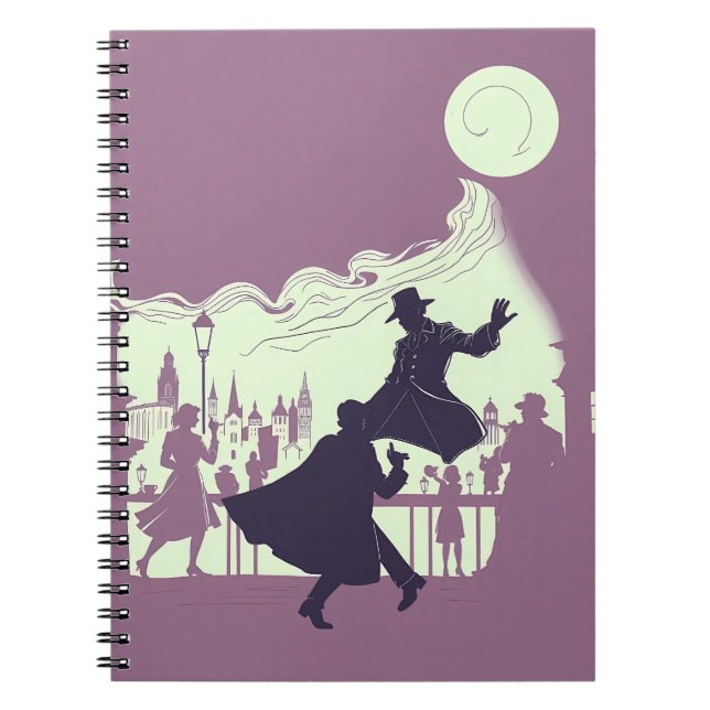 Time-Shadow Duel: Retro Noir Fantasy Notebook (Front)