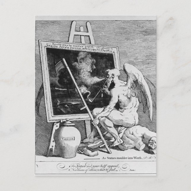 Time smoking a Picture, 1761 Postcard (Front)