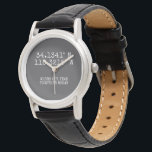 Time Spent Together GPS Coordinates Personalised Watch<br><div class="desc">GPS coordinates personalised watch from Ricaso - change text to suit your needs. You can find your personalised GPS coordinates by searching online, if possible it is best to copy and paste the result. A perfect way to mark your time spent together and a reminder of where it all began....</div>
