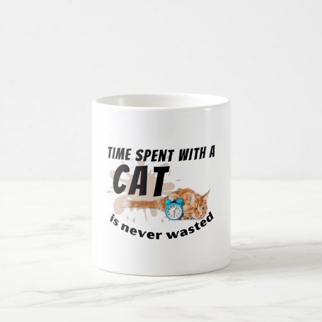 Time spent with a cat is never wasted- coffee mug (Center)