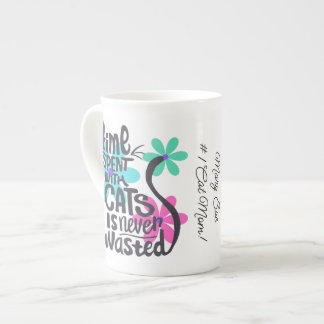 Time Spent with Cats, Groovy Bright Flowers Bone China Mug