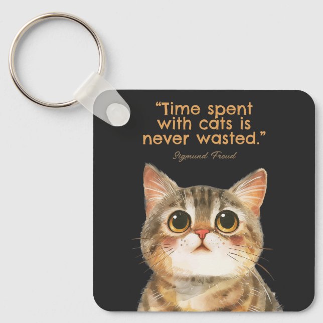 Time Spent With Cats Is Never Wasted Key Ring (Front)