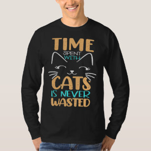 Time Spent With Cats Is Never Wasted Retro Matchin T-Shirt