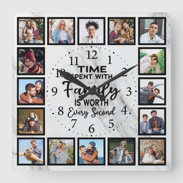 Time Spent With Family is worth every second Square Wall Clock (Front)