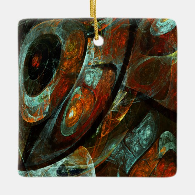 Time Split Abstract Art Ceramic Ornament (Front)