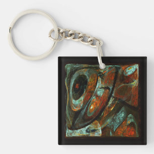 Time Split Abstract Art Key Ring