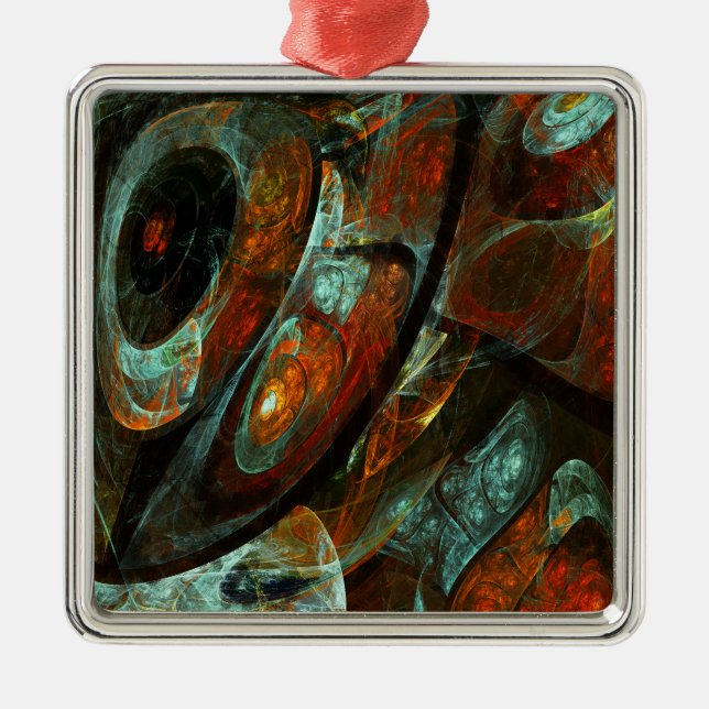 Time Split Abstract Art Metal Ornament (Front)