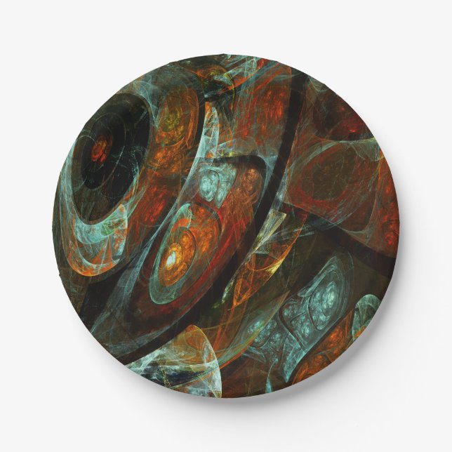 Time Split Abstract Art Paper Plate (Front)