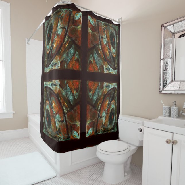Time Split Abstract Art Shower Curtain (In Situ)