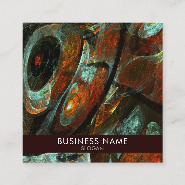 Time Split Abstract Art Square Business Card (Front)