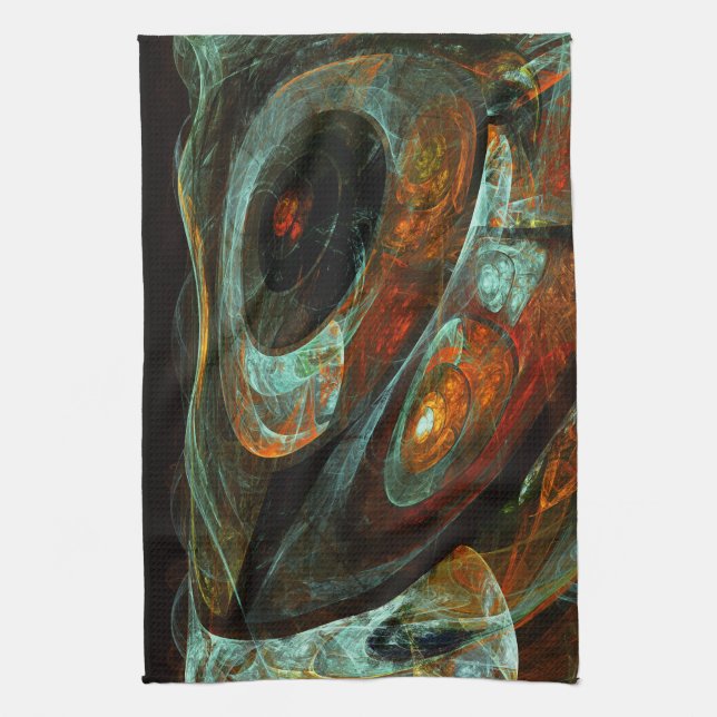 Time Split Abstract Art Tea Towel (Vertical)