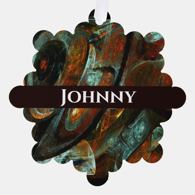 Time Split Abstract Art Tree Decoration Card (Front)