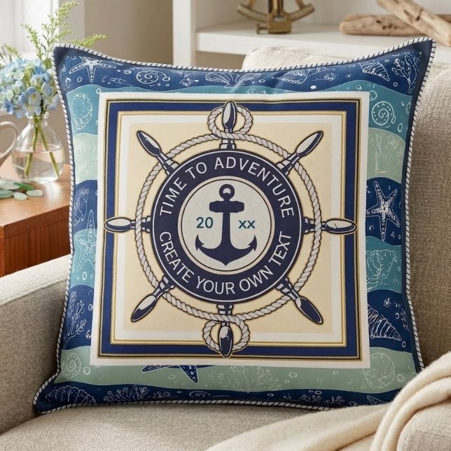 Time To Adventure Custom Maritime Boat Name Cushion (Creator Uploaded)