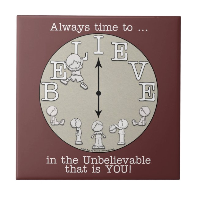 Time To Believe-Little Boy and Clock Tile (Front)
