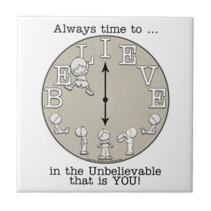 Time To Believe-Little Boy and Clock Tile