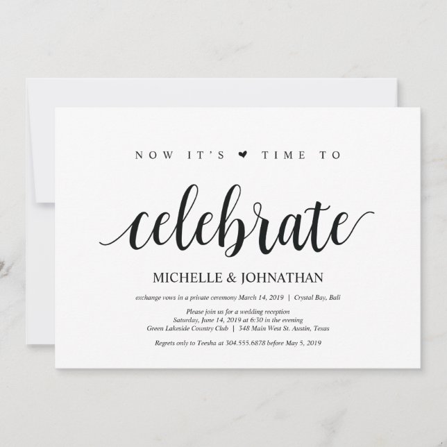 time to celebrat wedding elopement invites (Front)