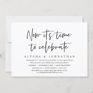 Time To Celebrate, Casual Wedding Elopement Party Invitation