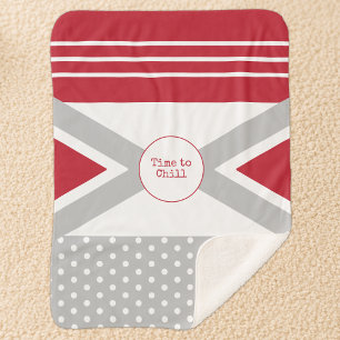 Time to Chill red and grey Sherpa Blanket