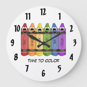 Time To Colour Crayon Large Clock