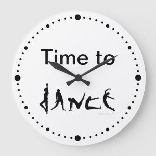 Time to Dance Dancers Silhouettes White Wall Clock