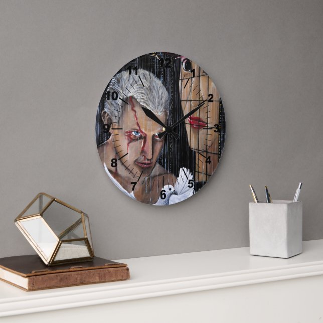 Time to Die! Painting by Alfred Fox Large Clock (Office)