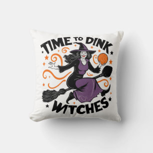 Time to Dink Witches Spooky Pickleball Halloween Cushion
