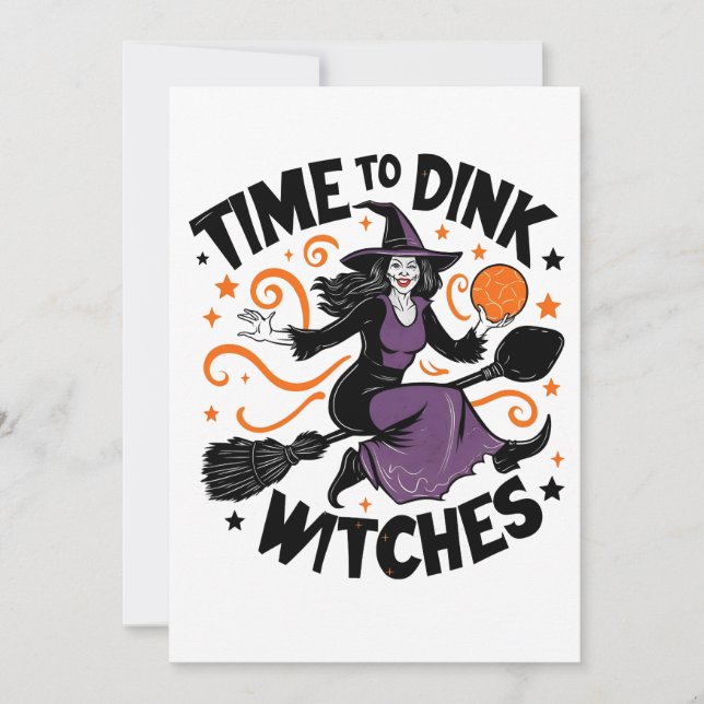 Time to Dink Witches Spooky Pickleball Halloween   Holiday Card (Front)