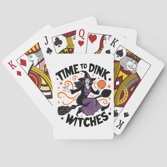 Time to Dink Witches Spooky Pickleball Halloween   Playing Cards (Back)