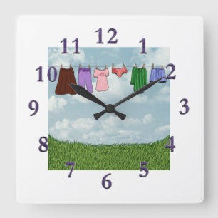 Time to do the laundry square wall clock