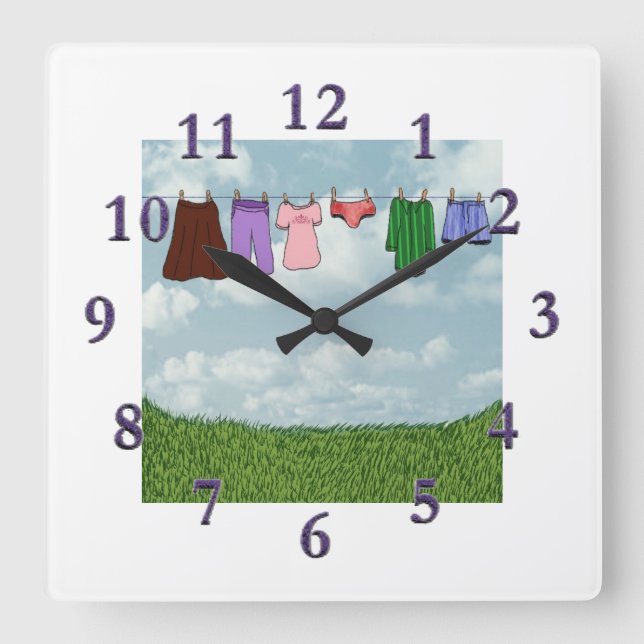 Time to do the laundry square wall clock (Front)