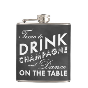 Time to Drink Champagne Chalkboard Flask