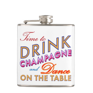 Time to Drink Champagne Colourful Flask