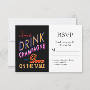 Time to Drink Champagne Colourful Halloween RSVP Card
