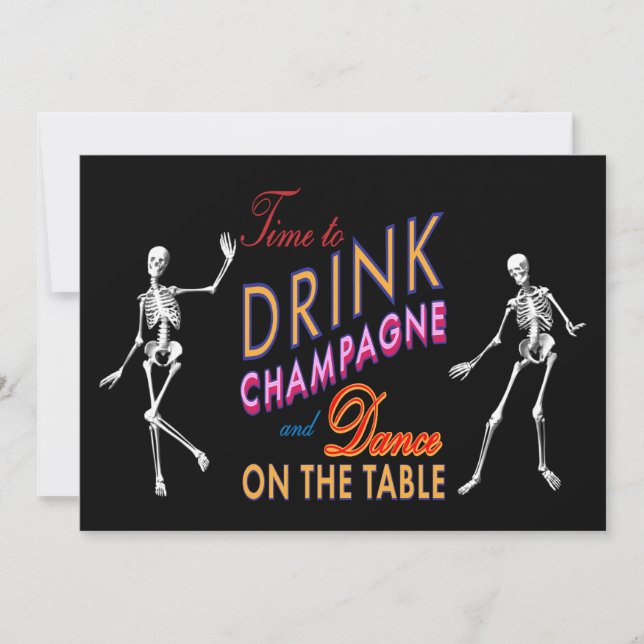 Time to Drink Champagne Colourful Halloween Weddin Invitation (Front)