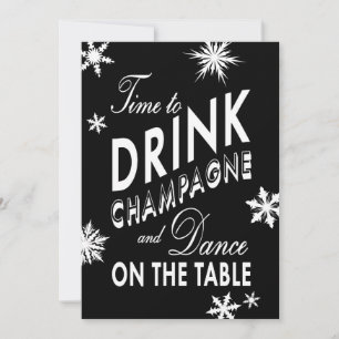 Time to Drink Champagne Corporate Black Invitation