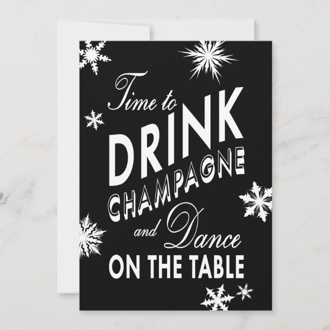 Time to Drink Champagne Corporate Black Invitation (Front)