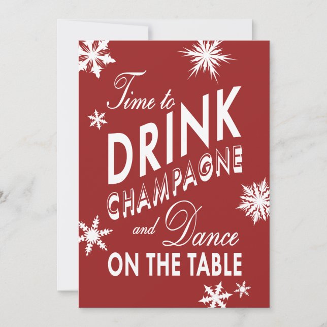 Time to Drink Champagne Corporate Red Invitation (Front)