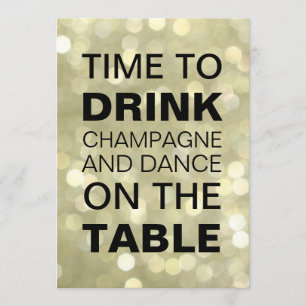 Time to Drink Champagne Gold Birthday Invitation
