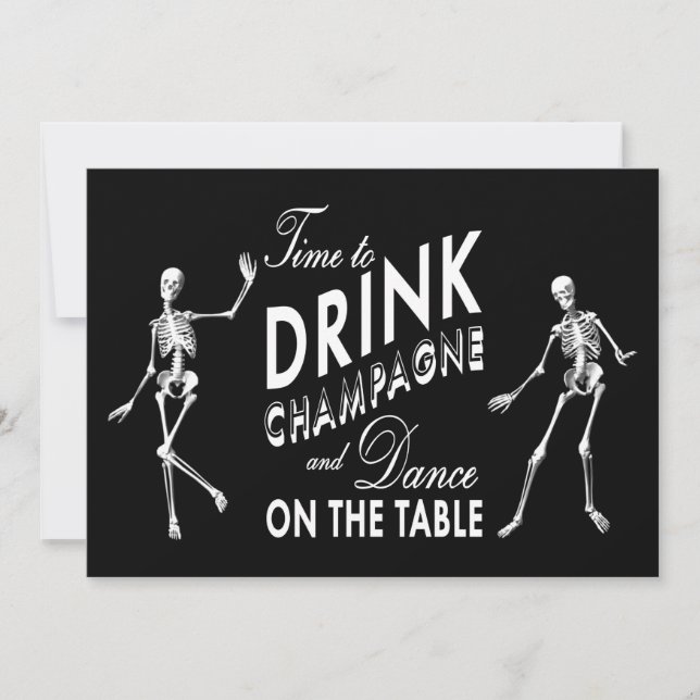 Time to Drink Champagne Halloween Wedding Invite (Front)