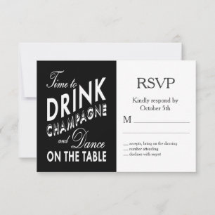 Time to Drink Champagne Halloween Wedding RSVP Card