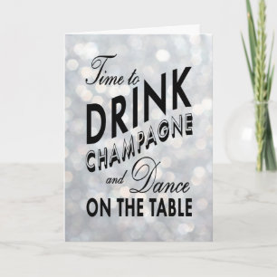 Time to Drink Champagne on Silver Holiday Card