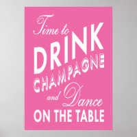Time to Drink Champagne Pink Poster