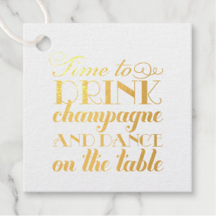 Time to Drink Champagne Quote Wedding Photo Favour Tags