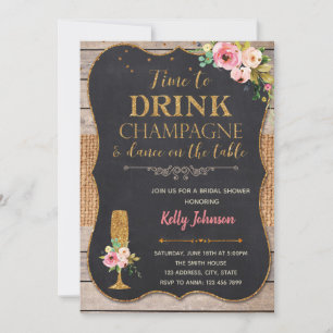 Time to drink champagne shower invitation