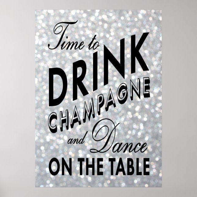 Time to Drink Champagne Silver Poster (Front)