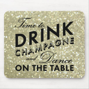 Time to Drink Champagne Sparkly Gold Mouse Pad