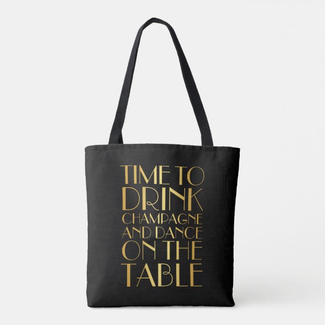 Time to Drink Champagne Tote - gold Bag (Back)