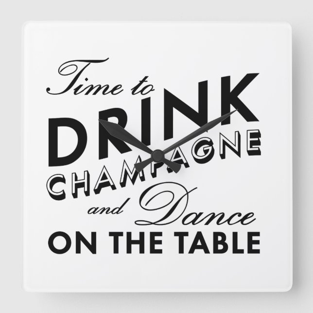 Time to Drink Champagne Wall Clock (Front)